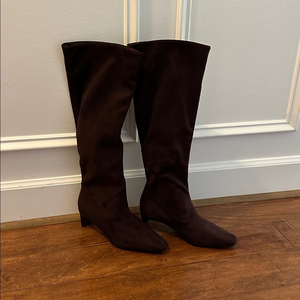 NWT Banana Republic Factory knee high faux suede boots chocolate brown size 7.5 - Picture 10 of 13
